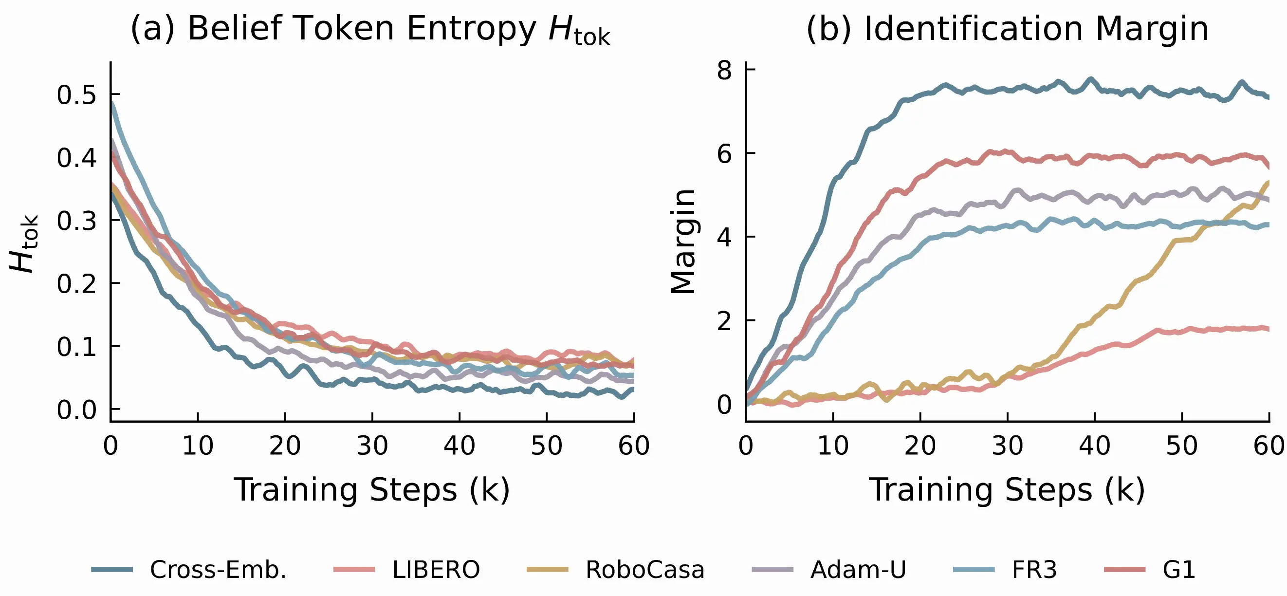 Belief token and identification margin dynamics